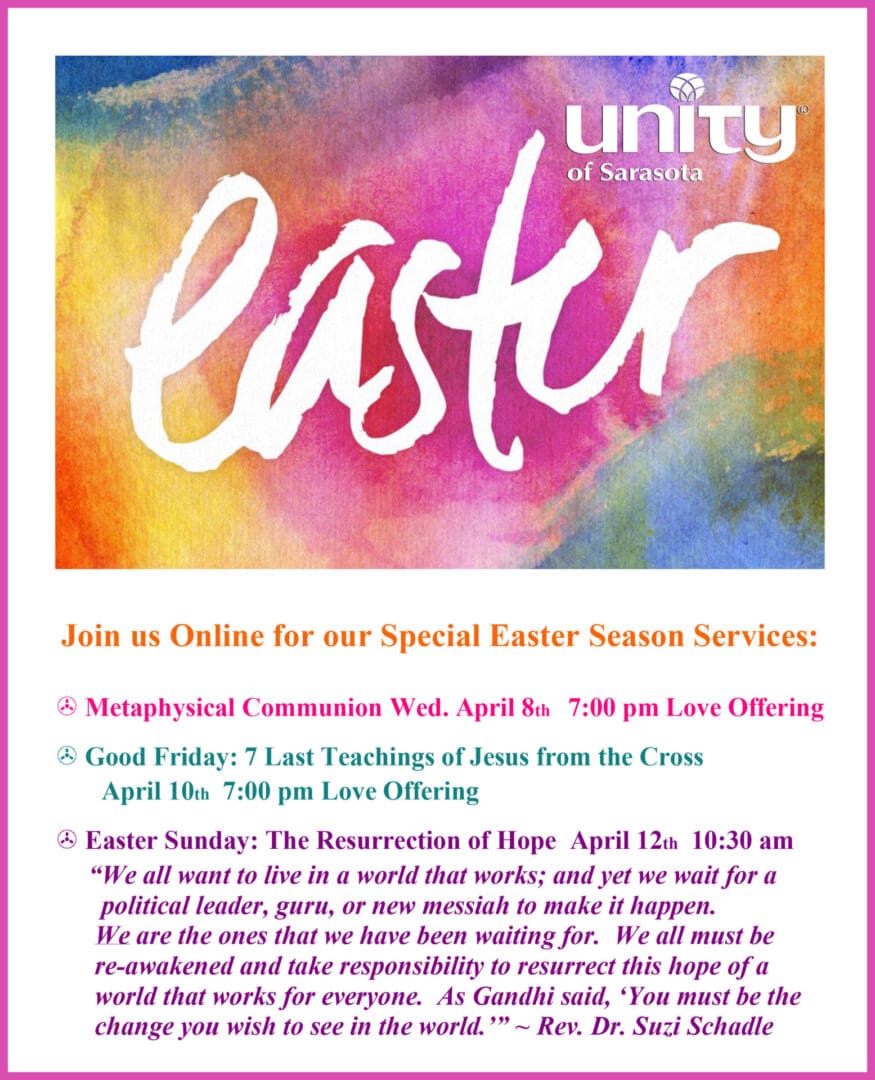 Easter Season Services at Unity of Unity of Sarasota