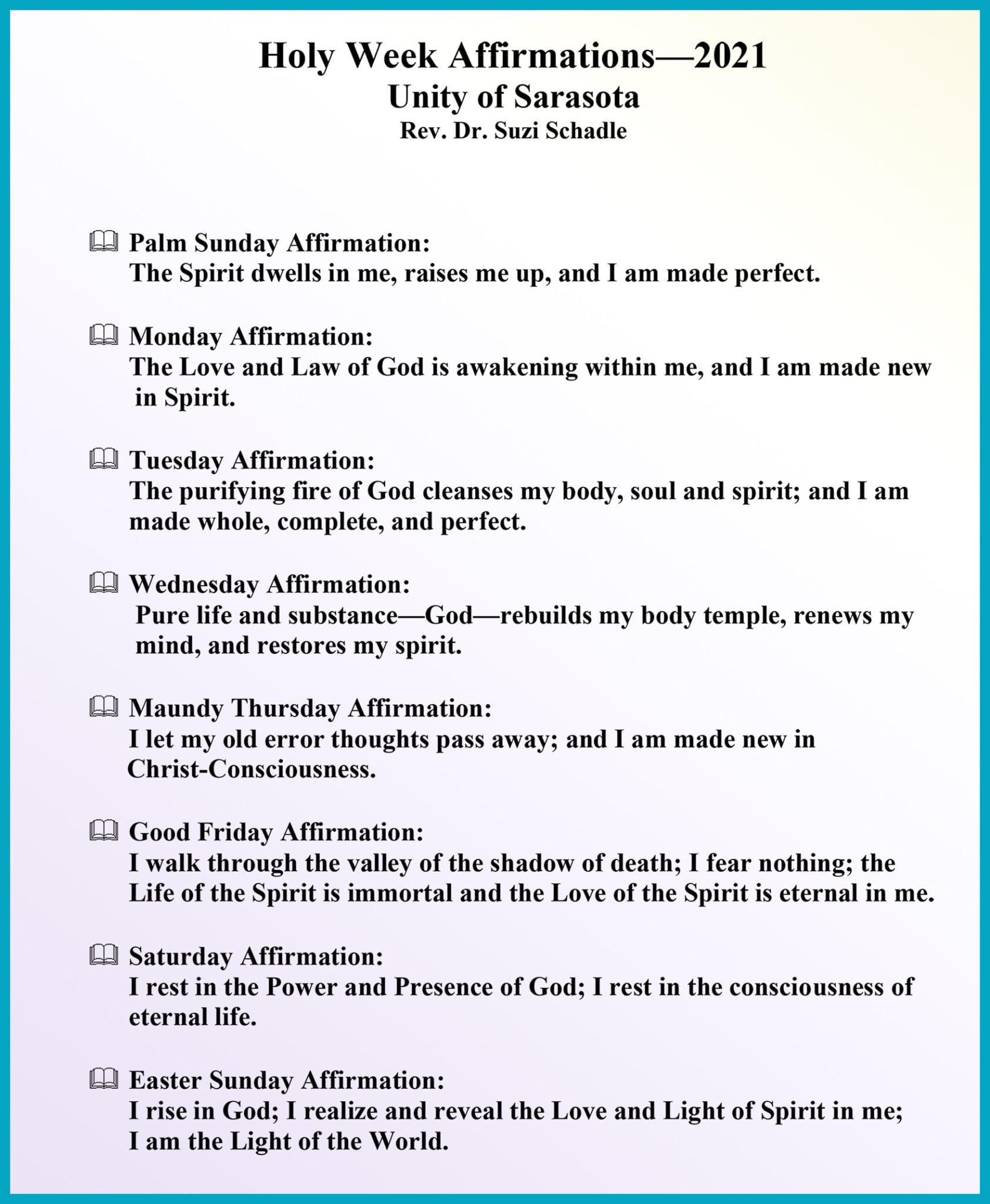 Holy Week Affirmations 2021 Unity Of Sarasota Holy week affirmations 2021 unity of sarasota