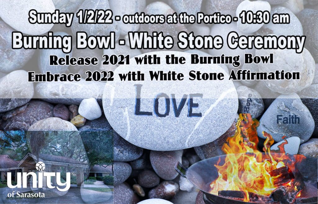 Burning Bowl White Stone 2022 at Unity of Sarasota