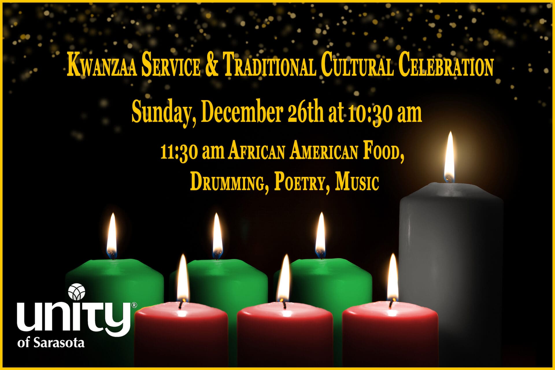 Kwanzaa Service & Traditional Cultural Celebration at Unity of Sarasota on Sunday, December 26th