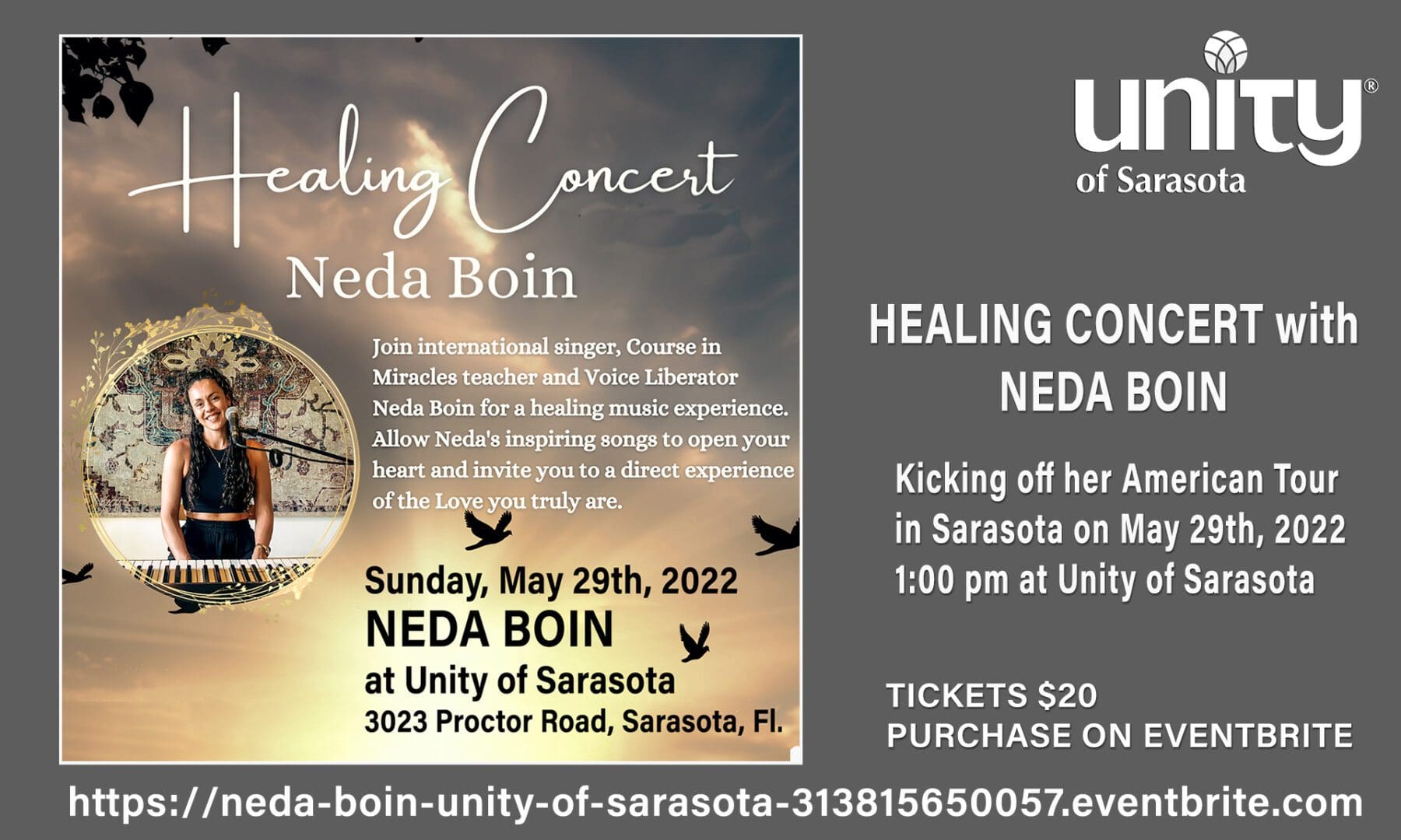 Neda Boin Healing Concert at Unity of Sarasota