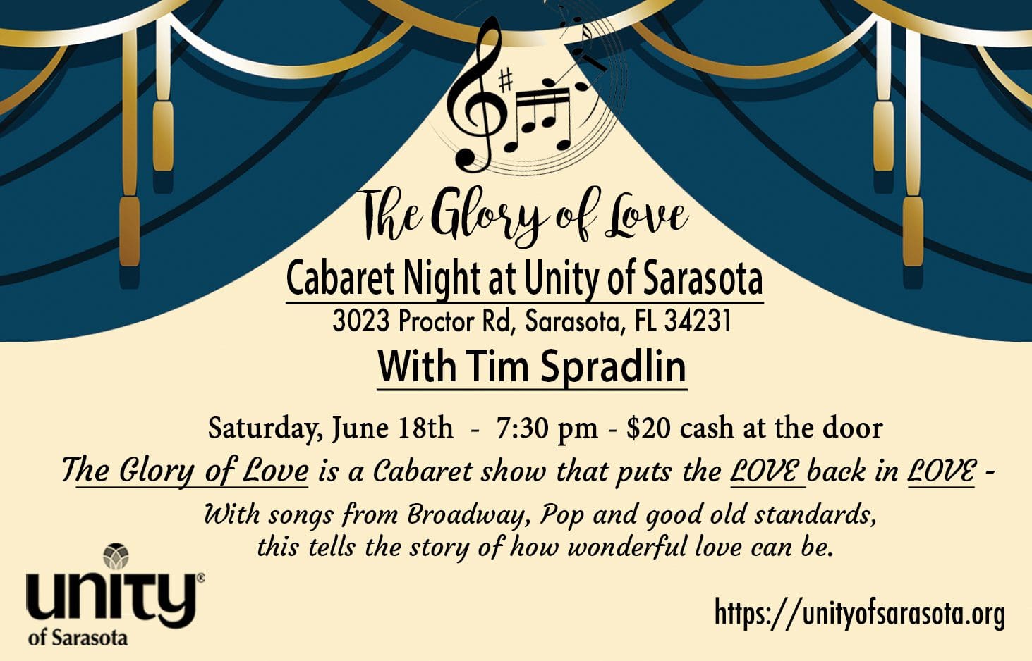 The Glory of Love- Cabaret Night at Unity of Sarasota with Tim Spradlin