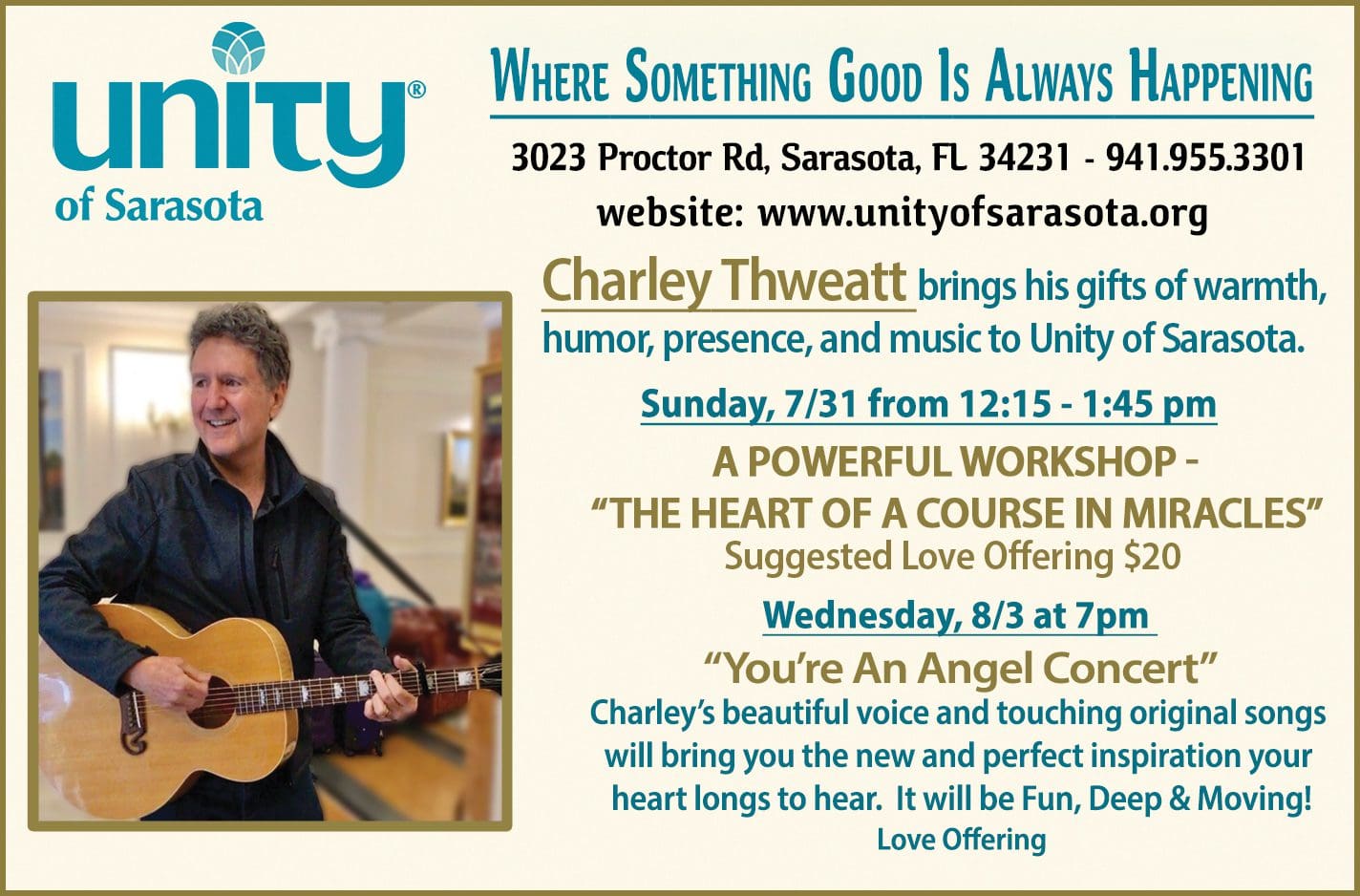 Charley Thweatt at Unity of Sarasota