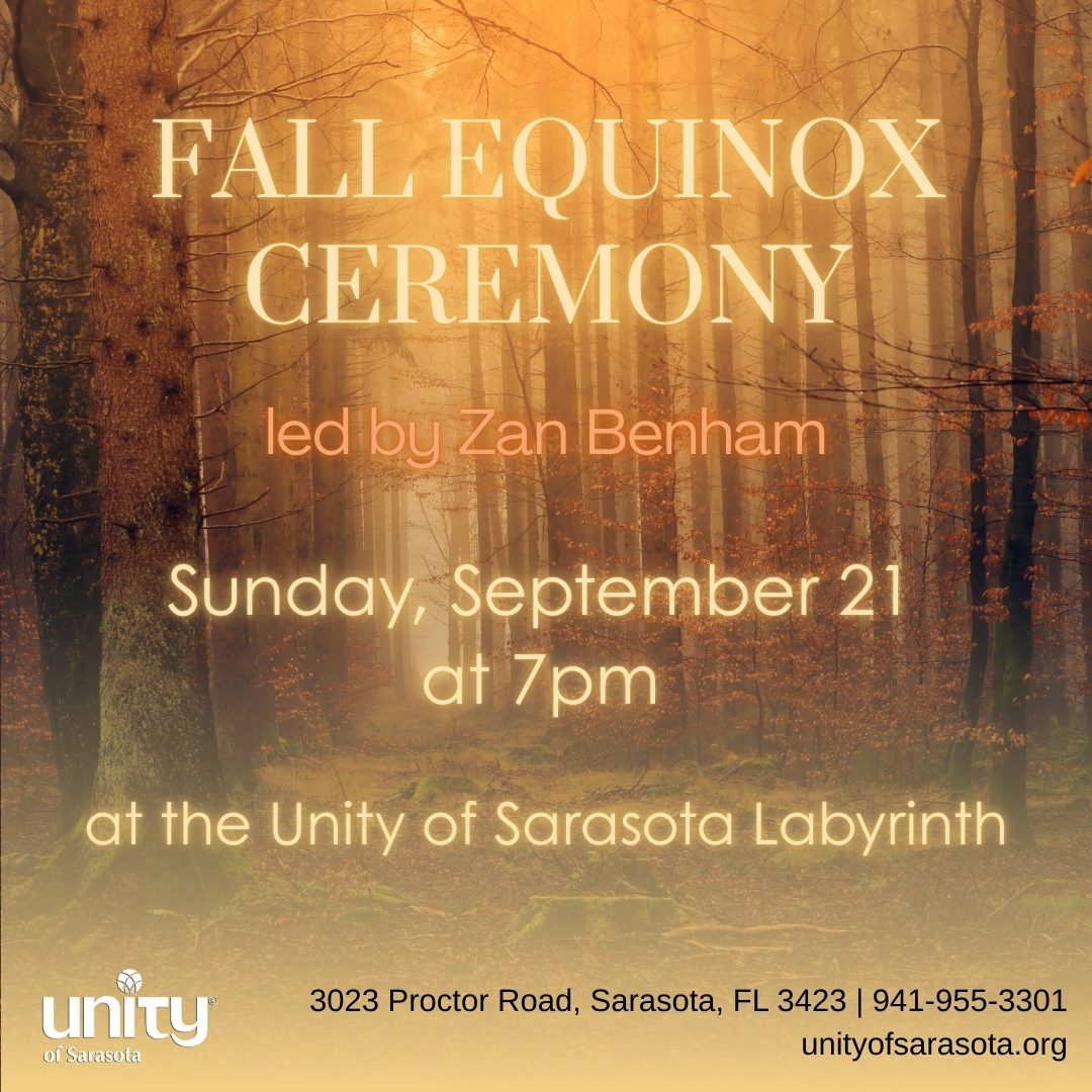 Announcement poster for Fall Equinox Ceremony at Unity of Sarasota Labyrinth.