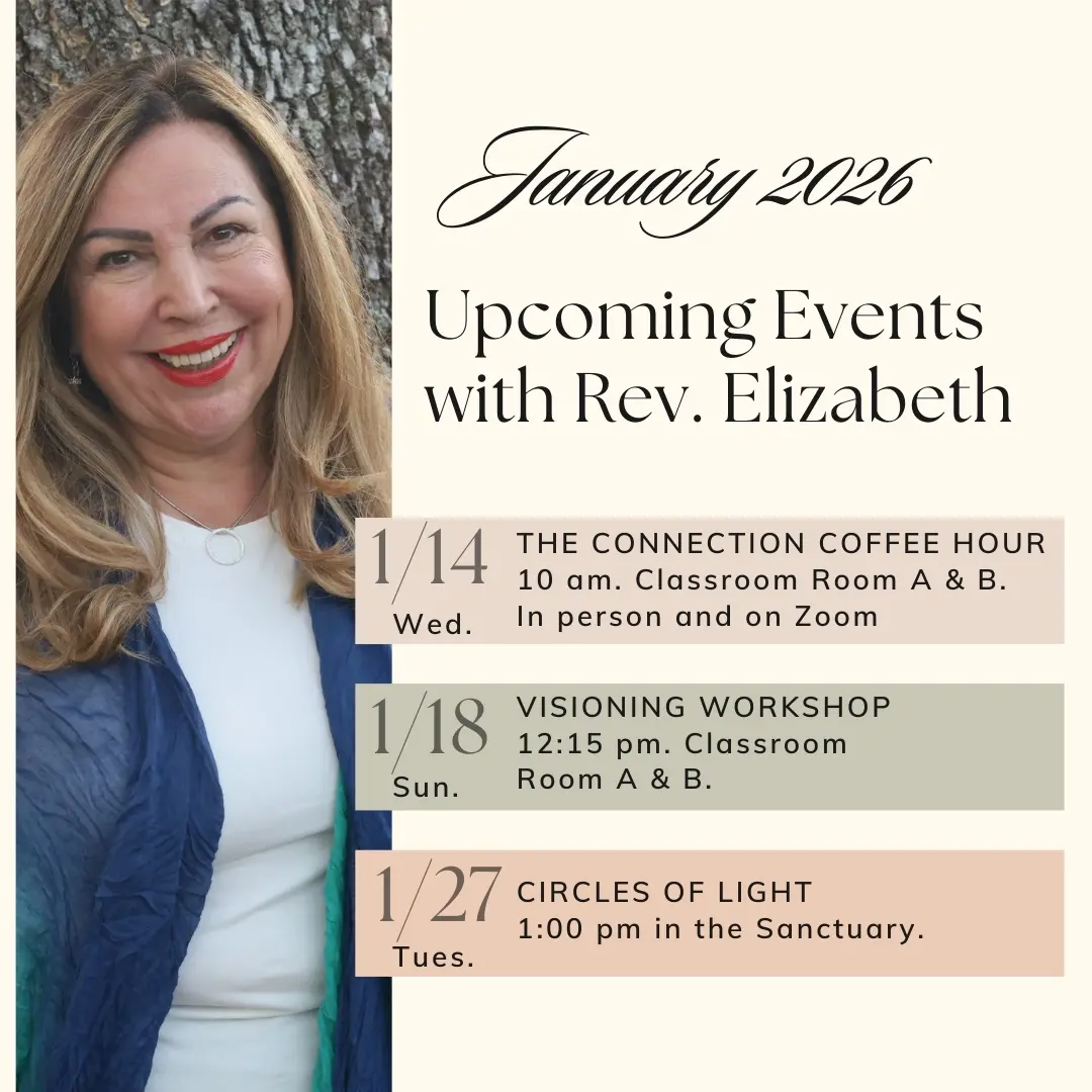Rev. Elizabeth's January 2026 events schedule.