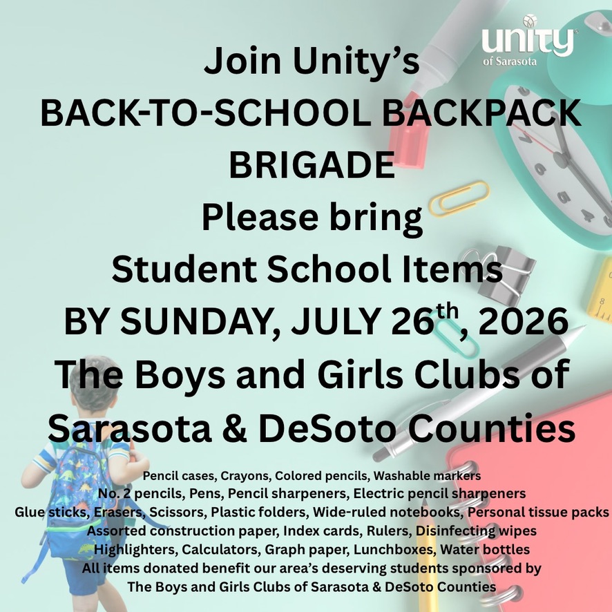 Backpack Brigade at Unity of Sarasota