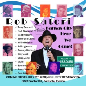 Hey everyone! Mark your calendars for Friday, July 31st. We are throwing a massive send-off concert right here at Unity of Sarasota for Rob Satori! As many of you know, Rob is heading to Unity Village to accept awards for his incredible songs, 'Let There Be Light' and 'Bright Size Life.' Come share the love, enjoy some incredible music, and help us celebrate a major milestone for Rob and our entire community. See you at 3023 Proctor Road on July 31st!