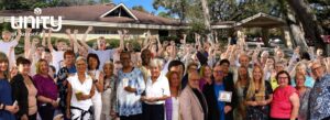 Unity church congregation gathered outside